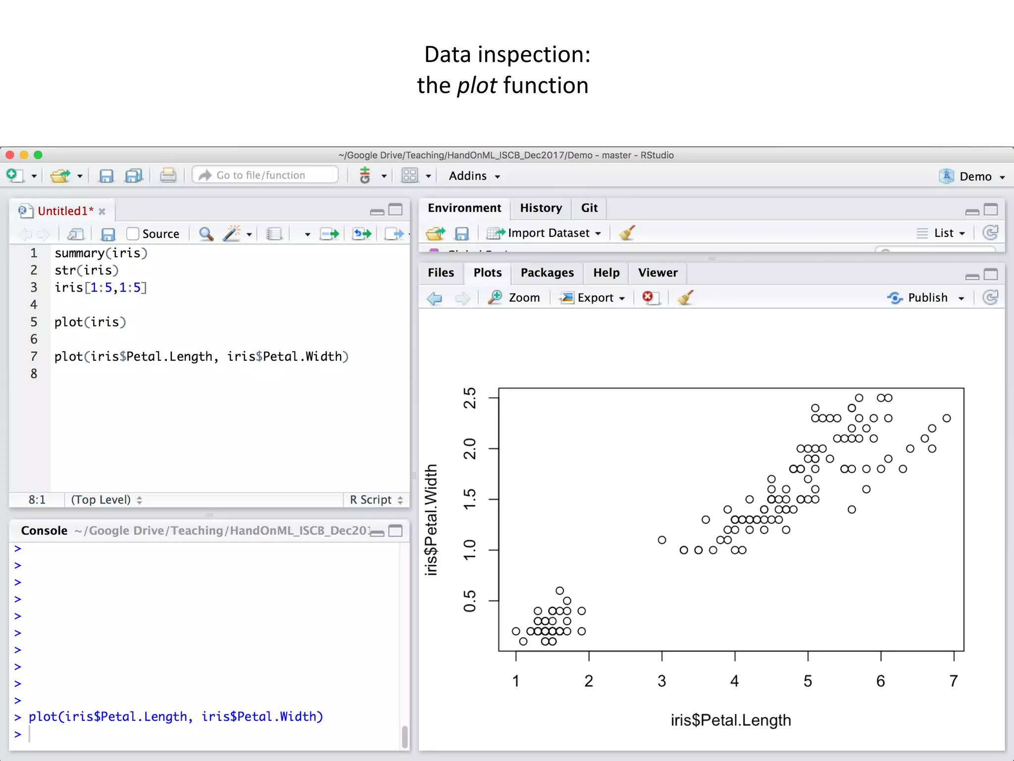 35
Data	inspection:		
the	plot	function
 