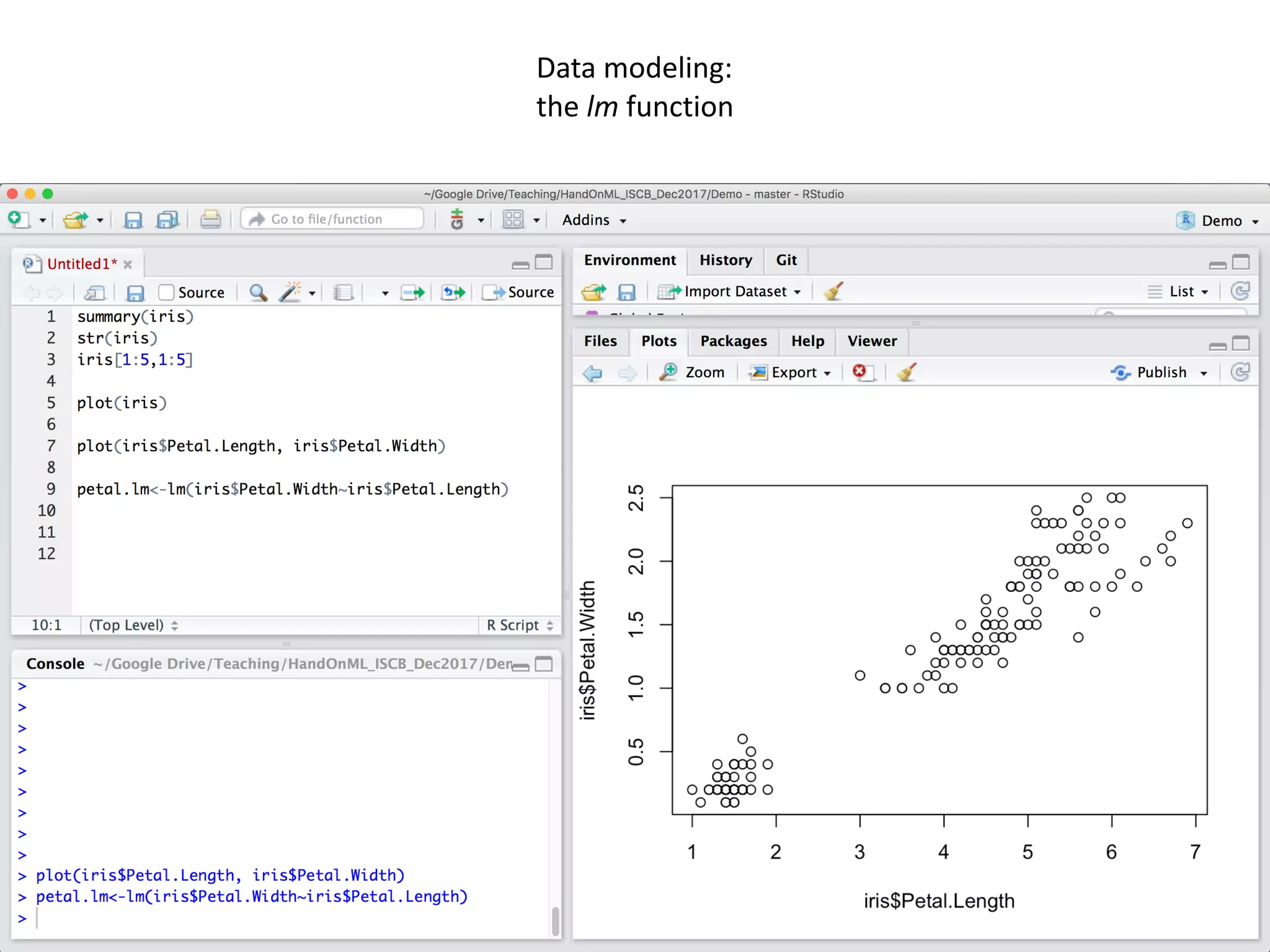 40
Data	modeling:	
the	lm	function	
 