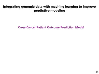 79
Integrating genomic data with machine learning to improve
predictive modeling
Cross-Cancer	Patient	Outcome	Prediction	M...