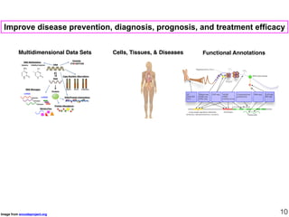 Cells, Tissues, & Diseases Functional Annotations
Image from encodeproject.org 10
Improve disease prevention, diagnosis, p...