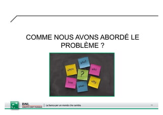 COMME NOUS AVONS ABORDÉ LE
       PROBLÈME ?




                             10
 