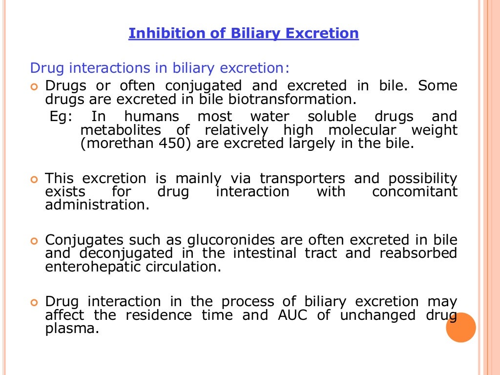 Induction and Inhibition of Drug Metabolism Inhibition of Biliary Exc…