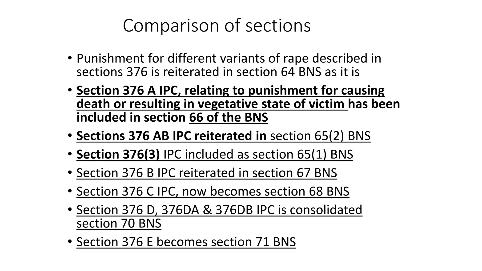 Bharatiye Nyaye Sanhita 2023 - comparison with the Indian Penal Code ...