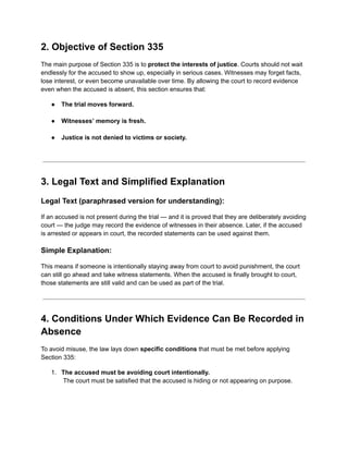 Objective Witness BNSS Section 335_ Recording of Evidence in the Absence of the Accused.pdf
