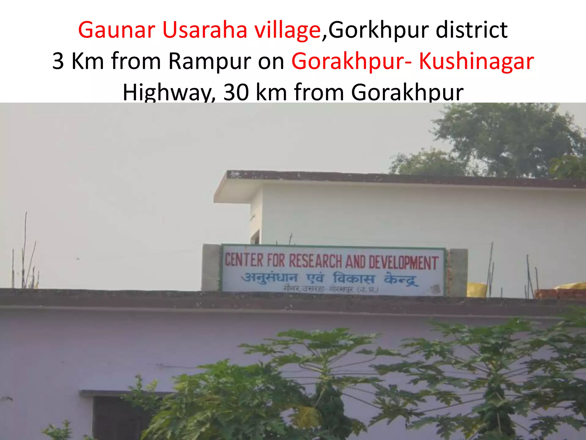 Gaunar Usaraha village,Gorkhpur district
3 Km from Rampur on Gorakhpur- Kushinagar
Highway, 30 km from Gorakhpur
 