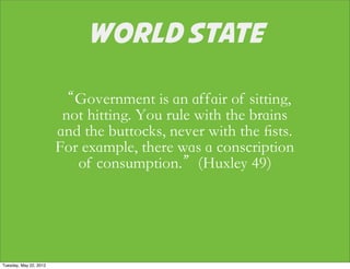 WORLD STATE




Tuesday, May 22, 2012
 