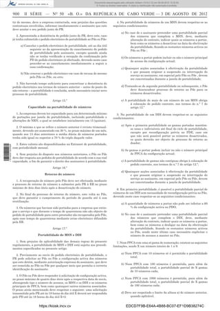 Documento descarregado pelo utilizador Adilson (10.8.0.12) em 06-08-2012 15:32:50.
                                                                                 © Todos os direitos reservados. A cópia ou distribuição não autorizada é proibida.


                  900     II SÉRIE — NO 50                    «B. O.» DA REPÚBLICA DE CABO VERDE — 3 DE AGOSTO DE 2012
                  tir do mesmo, deve a empresa contactada, sem prejuízo das questões                 4. Na portabilidade de números de um MSN devem respeitar-se as
                  contratuais envolvidas, informar imediatamente o assinante que este             seguintes condicionantes:
                  deve anular o seu pedido junto do PR.
                                                                                                          a) No caso de o assinante pretender uma portabilidade parcial
                      2. Apresentada a desistência do pedido junto do PR, deve este, caso                        dos números que compõem o MSN, deve, mediante
                  já tenha submetido o pedido electrónico de portabilidade ao Pdo ou Pde:                        alteração do contrato, indicar quais os números a portar,
                                                                                                                 bem como os números a desactivar na data da efectivação
                        a) Cancelar o pedido electrónico de portabilidade, até ao dia útil                       da portabilidade, ﬁcando os restantes números activos no
                              seguinte ao da apresentação do cancelamento do pedido                              Pdo ou Pde ;
                              de portabilidade pelo assinante, excepto quando ainda
                              não se tenha veriﬁcado a recepção da conﬁrmação pelo                        b) Os números a portar podem incluir ou não o número principal
                              PD do pedido electrónico já efectuado, devendo neste caso                          do acesso da conﬁguração actual;
                              proceder-se ao cancelamento imediatamente a seguir a
                              essa conﬁrmação;                                                            c) Quaisquer acções associadas à efectivação da portabilidade
                                                                                                                e que possam originar a suspensão ou interrupção do
                        b) Não renovar o pedido electrónico em caso de recusa do mesmo
                                                                                                                serviço ao assinante, em especial pelo Pdo ou Pde , devem
                               pelo Pdo ou Pde, ou erro.
                                                                                                                ser concretizadas durante a janela de portabilidade;
                    3. Não havendo tempo suﬁciente para concretizar a desistência do
                  pedido electrónico nos termos do número anterior – antes do ponto de                    d) Tratando-se de segunda portabilidade ou subsequente, o Pde
                  não retorno – a portabilidade é concluída, sendo necessário iniciar novo                       deve desencadear processo de retorno ao Pde para os
                  processo de portabilidade.                                                                     números desactivados;

                                                Artigo 15.º                                               e) A portabilidade de mais de um número de um MSN obriga
                                                                                                                 à colocação de pedido coerente, nos termos do n.º 7 do
                             Capacidade na portabilidade de números                                              artigo 12.º

                     1. As empresas devem ter capacidade para um determinado mínimo                 5. Na portabilidade de um DDI devem respeitar-se as seguintes
                  de portações por janela de portabilidade, incluindo portabilidade e             condicionantes:
                  alterações de NRN, o qual se estabelece inicialmente em 15 (quinze).
                                                                                                          a) Após a primeira portabilidade as gamas portadas mantêm-
                     2. O mínimo a que se refere o número anterior é revisto trimensal-
                                                                                                                se unas e indivisíveis até ﬁnal do ciclo de portabilidade,
                  mente, devendo ser aumentado em 30 %, no prazo máximo de um mês,
                                                                                                                excepto por reconﬁguração prévia no PDE, caso em
                  quando nos 15 dias anteriores a média diária de números portados
                                                                                                                que não será possível portar os números desactivados,
                  tenha sido igual ou superior a 70 % do triplo daquele valor.
                                                                                                                os quais deverão ser objecto de processo de retorno ao
                    3. Estes valores são disponibilizados na Extranet de portabilidade,                         doador;
1 574000 002089




                  com periodicidade mensal.
                                                                                                          b) As gamas a portar podem incluir ou não o número principal
                    4. Sem prejuízo do disposto nos números anteriores, o Pdo ou Pde                             de PPCA da conﬁguração actual;
                  deve dar resposta aos pedidos de portabilidade de acordo com a sua real
                  capacidade, a ﬁm de garantir o direito dos assinantes à portabilidade.                  c) A portabilidade de gamas não contíguas obriga à colocação de
                                                                                                                 pedido coerente, nos termos do n.º 7 do artigo 12.º;
                                                Artigo 16.º
                                                                                                          d) Quaisquer acções associadas à efectivação da portabilidade
                                          Retorno do número                                                     e que possam originar a suspensão ou interrupção do
                                                                                                                serviço ao assinante, em especial pelo Pdo ou Pde, devem
                     1. A recuperação do número pelo Pdo deve ser efectuada mediante                            ser concretizadas durante a janela de portabilidade.
                  o processo de retorno do número a submeter pelo PR à ER no prazo
                  máximo de dois dias úteis após a desactivação do número.
                                                                                                    6. Em primeira portabilidade, é possível a portabilidade parcial de
                    2. No ﬁnal do processo de retorno do número, este volta ao Pdo,               números de um DDI sem necessidade de reconﬁguração prévia no Pdo,
                  que deve garantir o cumprimento do período de guarda até à sua                  devendo neste caso respeitar-se as seguintes condicionantes:
                  reutilização.
                                                                                                          a) A quantidade de números a portar não pode ser inferior a 60
                     3. Os números que haviam sido portados para a empresa que extin-                            % da conﬁguração activa no PDO;
                  gue o serviço e que durante o tempo de quarentena não são objecto de
                  pedido de portabilidade para outro prestador são recuperados pelo Pdo,                  b) No caso de o assinante pretender uma portabilidade parcial
                  após esse tempo de quarentena mediante aviso electrónico difundido                             dos números que compõem o DDI, deve, mediante
                  pela ER.                                                                                       alteração do contrato, indicar quais os números a portar,
                                                                                                                 bem como os números a desligar na data da efectivação
                                                Artigo 17.º                                                      da portabilidade, ﬁcando os restantes números activos
                                                                                                                 no Pdo, sendo neste último caso necessário explicitar o
                                     Portabilidade de MSN e DDI                                                  número de acessos a manter no Pdo.

                     1. Sem prejuízo da aplicabilidade das demais regras do presente                 7. Num PPCA com uma só gama de numeração, existem as seguintes
                  regulamento, a portabilidade de MSN e DDI está sujeita aos procedi-             limitações, sendo X um número inteiro de 1 a 9:
                  mentos especiﬁcados no presente artigo.
                                                                                                          a) Num PPCA com 10 números só é permitida a portabilidade
                     2. Previamente ao envio do pedido electrónico de portabilidade, o
                                                                                                               total;
                  PR pode solicitar ao Pdo ou Pde a conﬁguração activa dos números
                  que este detém, mediante autorização expressa do assinante, que deve
                                                                                                          b) Num PPCA com 100 números é permitida, para além da
                  ser remetida ao Pdo ou Pde por qualquer meio que permita a correcta
                                                                                                               portabilidade total, a portabilidade parcial de X gamas
                  identiﬁcação do assinante.
                                                                                                               de 10 números cada;
                     3. O Pdo ou Pde deve responder à solicitação de conﬁguração activa,
                  no prazo máximo de quatro dias úteis após a respectiva data de envio,                   c) Num PPCA com 1000 números é permitida, para além da
                  abrangendo tipo e número de acessos, os MSN e os DDI e os números                             portabilidade total, a portabilidade parcial de X gamas
                  principais de PPCA, bem como quaisquer outros números associados.                             de 100 números cada;
                  O prazo atrás mencionado deve respeitar o seguinte: uma solicitação
                  transmitida pelo PR até às 18 horas do dia útil X deverá ser respondida                 d) Deve ser respeitado o limite da alínea a) do número anterior,
                  pelo PD até às 18 horas do dia útil X+2.                                                      quando aplicável.


                                      https://kiosk.incv.cv                                                   EDCD7F9B-E64A-4B88-BC07-EF1D9B38274C
 