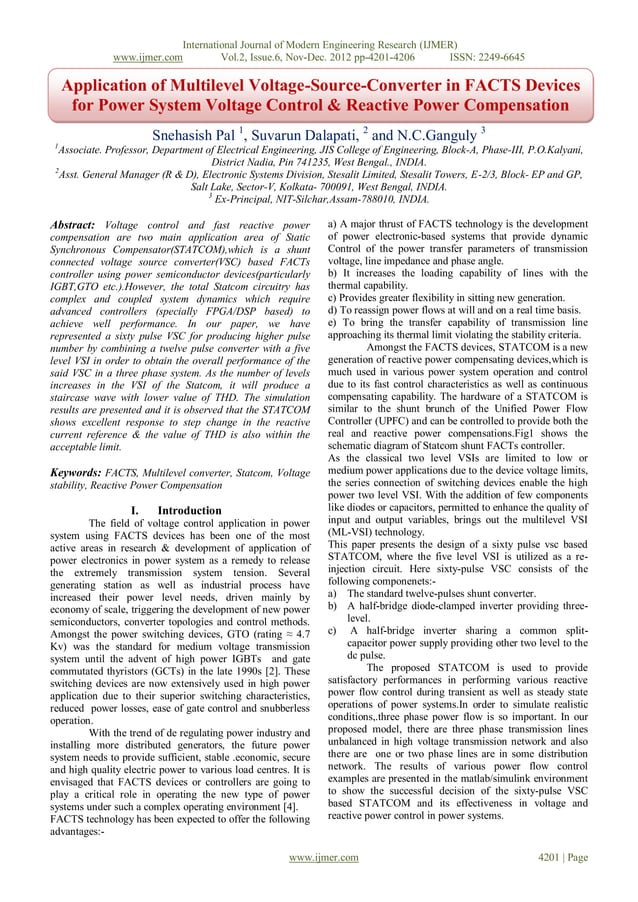 Application of Multilevel VoltageSourceConverter in FACTS Devices for Power System Voltage