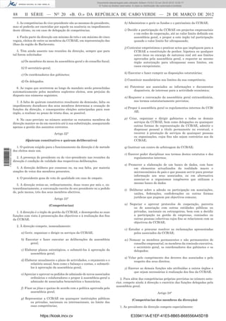 Documento descarregado pelo utilizador Adilson (10.8.0.12) em 29-03-2012 12:05:17.
                                                                               © Todos os direitos reservados. A cópia ou distribuição não autorizada é proibida.


                  88      II SÉRIE — NO 20                   «B. O.» DA REPÚBLICA DE CABO VERDE — 28 DE MARÇO DE 2012
                    3. As competências do vice-presidente são as mesmas do presidente,                  h) Administrar e gerir os fundos e o património da CCB/AE;
                  mas só poderão ser exercidas por aquele na ausência ou impedimento
                  deste último, ou em caso de delegação de competências.                                i) Decidir a participação da CCB/AE em projectos empresariais
                                                                                                               e em redes de cooperação, até ao valor limite deﬁnido em
                     4. Farão parte da direcção um mínimo de três e um máximo de cinco                         assembleia geral, e propor a este órgão tal participação
                  vogais, eleitos de entre os membros da CCB/AE, em representação das                          quando o valor limite for ultrapassado;
                  ilhas da região do Barlavento.
                                                                                                        j) Contratar empréstimos e praticar actos que impliquem para a
                     5. Têm ainda assento nas reuniões da direcção, sempre que para                            CCB/AE a constituição de penhor, hipoteca ou qualquer
                  tal forem solicitados:                                                                       outro ónus ou encargo de natureza real até aos limites
                                                                                                               aprovados pela assembleia geral, e requerer ao mesmo
                       a) Os membros da mesa da assembleia-geral e do conselho ﬁscal;                          órgão autorização para ultrapassar esses limites, em
                                                                                                               casos excepcionais;
                       b) O secretário-geral;
                                                                                                        k) Executar e fazer cumprir as disposições estatutárias;
                       c) Os coordenadores dos gabinetes;
                                                                                                        l) Constituir mandatários nos limites da sua competência;
                       d) Os delegados.

                     6. As vagas que ocorrerem ao longo do mandato serão preenchidas                    m) Patentear aos associados as informações e documentos
                  automaticamente pelos membros suplentes eleitos, sem prejuízo do                           disponíveis, de interesse para a actividade económica;
                  disposto nos números seguintes.
                                                                                                        n) Requerer a convocação da assembleia geral extraordinária,
                     7. A falta de quórum constitutivo resultante da demissão, falta ou                       nos termos estatutariamente previstos;
                  impedimento duradouro dos seus membros determina a cessação de
                  funções da direcção, e consequentes eleições antecipadas para esse                    o) Propor à assembleia geral os regulamentos internos da CCB/
                  órgão, a realizar no prazo de trinta dias, se possível.                                      AE;

                     8. No caso previsto no número anterior os restantes membros da                     p) Criar, organizar e dirigir gabinetes e todos os demais
                  direcção manter-se-ão em exercício até à sua substituição, assegurando                      serviços da CCB/AE, bem como delegações ou quaisquer
                  apenas a gestão dos assuntos correntes.                                                     outras formas de representação da CCB/AE, admitir e
                                                                                                              dispensar pessoal a título permanente ou eventual, e
                                                Artigo 22°                                                    recorrer à prestação de serviços de quaisquer pessoas
                                                                                                              ou organizações, cujos ﬁns não sejam contrários aos da
                           (Quórum constitutivo e quórum deliberativo)                                        CCB/AE;

                    1. O quórum exigido para o funcionamento da direcção é de metade                    q) Instituir um centro de arbitragem da CCB/AE;
1 504000 002089




                  dos eleitos mais um.
                                                                                                        r) Exercer poder disciplinar nos termos destes estatutos e dos
                     2. A presença do presidente ou do vice-presidente nas reuniões da                        regulamentos internos;
                  direcção é condição de validade das respectivas deliberações.
                                                                                                        s) Promover a elaboração de um banco de dados, com base
                     3. A direcção delibera por consenso ou, na sua falta, por maioria                        em elementos actualizados da realidade macro e
                  simples de votos dos membros presentes.                                                     microeconómica do país e que possam servir para prestar
                                                                                                              informação aos seus associados, ou em alternativa
                    4. O presidente goza de voto de qualidade em caso de empate.                              associar-se a organismos congéneres que utilizam o
                                                                                                              mesmo banco de dados
                     5. A direcção reúne-se, ordinariamente, duas vezes por mês e, ex-
                  traordinariamente, a convocação escrita do seu presidente ou a pedido                 t) Deliberar sobre a adesão ou participação em associações,
                  de, pelo menos, três dos seus membros efectivos.                                            uniões, federações, confederações ou outras formas
                                                                                                              jurídicas que pugnem por objectivos comuns;
                                                Artigo 23°

                                            (Competências)                                              u) Negociar e aprovar protocolos de cooperação, parceria
                                                                                                             ou de associação com outras entidades públicas ou
                    1. A direcção é o órgão de gestão da CCB/AE, e desempenha as suas                        privadas, nacionais ou estrangeiras, bem com a decidir
                  funções com vista à prossecução dos objectivos e à realização dos ﬁns                      a participação na gestão de empresas, comissões ou
                  da CCB/AE.                                                                                 outras pessoas colectivas cujos ﬁns se relacionem com os
                                                                                                             objectivos da CCB/AE;
                    2. À direcção compete, nomeadamente:
                                                                                                        v) Estudar e procurar resolver as reclamações apresentadas
                       a) Gerir, organizar e dirigir os serviços da CCB/AE;                                   pelos associados da CCB/AE;

                       b) Executar e fazer executar as deliberações da assembleia                       w) Nomear os membros permanentes e não permanentes do
                             geral;                                                                          conselho empresarial, os membros da comissão executiva,
                                                                                                             o secretário geral, os coordenadores dos gabinetes e os
                       c) Elaborar planos estratégicos, e submetê-los à aprovação da                         delegados;
                              assembleia geral;
                                                                                                        x) Velar pelo cumprimento dos deveres dos associados e pelo
                       d) Elaborar anualmente o plano de actividades, o orçamento e o                          respeito dos seus direitos;
                              relatório anual, bem como o balanço e contas, e submetê-
                              los à aprovação da assembleia geral;                                      y) Exercer as demais funções não atribuídas a outros órgãos e
                                                                                                              que sejam necessárias à realização dos ﬁns da CCB/AE.
                       e) Apreciar e aprovar os pedidos de admissão de novos associados
                              ordinários e colaboradores e propor à assembleia-geral a             2. Para além das competências próprias previstas no número ante-
                              admissão de associados beneméritos e honorários;                  rior, compete ainda à direcção o exercício das funções delegadas pela
                                                                                                assembleia geral.
                       f) Fixar as jóias e quotas de acordo com a política aprovada pela
                              assembleia geral;                                                                                        Artigo 24°
                       g) Representar a CCB/AE em quaisquer instituições públicas                              (Competências dos membros da direcção)
                             ou privadas, nacionais ou internacionais, no limite das
                             suas competências;                                                    1. Ao presidente da direcção compete especialmente:


                                     https://kiosk.incv.cv                                                    E339411A-E1EF-41E5-8B65-B68556A45D1B
 