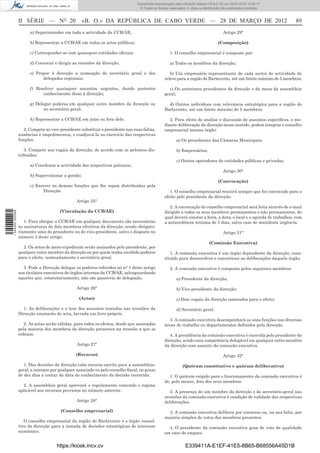Documento descarregado pelo utilizador Adilson (10.8.0.12) em 29-03-2012 12:05:17.
                                                                                  © Todos os direitos reservados. A cópia ou distribuição não autorizada é proibida.



                  II SÉRIE — NO 20                 «B. O.» DA REPÚBLICA DE CABO VERDE — 28 DE MARÇO DE 2012                                                            89
                        a) Superintender em toda a actividade da CCB/AE;                                                                  Artigo 29°

                        b) Representar a CCB/AE em todos os actos públicos;                                                            (Composição)

                        c) Corresponder-se com quaisquer entidades oﬁciais;                           1. O conselho empresarial é composto por:

                        d) Convocar e dirigir as reuniões da direcção;                                a) Todos os membros da direcção;

                        e) Propor à direcção a nomeação do secretário geral e dos                     b) Um empresário representante de cada sector de actividade de
                              delegados regionais;                                                 relevo para a região do Barlavento, até um limite máximo de 5 membros;

                        f) Resolver quaisquer assuntos urgentes, dando posterior                     c) Os anteriores presidentes da direcção e da mesa da assembleia
                              conhecimento disso à direcção;                                       geral;

                        g) Delegar poderes em qualquer outro membro da direcção ou                   d) Outros indivíduos com relevância estratégica para a região do
                               no secretário geral;                                                Barlavento, até um limite máximo de 5 membros;

                        h) Representar a CCB/AE em juízo ou fora dele.                                2. Para efeito de análise e discussão de assuntos especíﬁcos, e me-
                                                                                                   diante deliberação da direcção nesse sentido, podem integrar o conselho
                    2. Compete ao vice-presidente substituir o presidente nas suas faltas,         empresarial mesmo órgão:
                  ausências e impedimentos, e coadjuvá-la no exercício das respectivas
                  funções.                                                                                 a) Os presidentes das Câmaras Municipais;

                     3. Compete aos vogais da direcção, de acordo com os pelouros dis-                     b) Empresários;
                  tribuídos:
                                                                                                           c) Outros operadores de entidades públicas e privadas.
                        a) Coordenar a actividade dos respectivos pelouros;
                                                                                                                                          Artigo 30°
                        b) Supervisionar a gestão;
                                                                                                                                       (Convocação)
                        c) Exercer as demais funções que lhe sejam distribuídas pela
                              Direcção.                                                               1. O conselho empresarial reunirá sempre que for convocado para o
                                                                                                   efeito pelo presidente da direcção.
                                                 Artigo 25°
                                                                                                      2. A convocação do conselho empresarial será feita através de e-mail
                                        (Vinculação da CCB/AE)
1 504000 002089




                                                                                                   dirigido a todos os seus membros permanentes e não permanentes, do
                                                                                                   qual deverá constar a hora, a data, o local e a agenda de trabalhos, com
                     1. Para obrigar a CCB/AE em qualquer documento são necessárias                a antecedência mínima de 5 dias, salvo caso de manifesta urgência.
                  as assinaturas de dois membros efectivos da direcção, sendo obrigato-
                  riamente uma do presidente ou do vice-presidente, salvo o disposto no                                                   Artigo 31°
                  número 3 deste artigo.
                                                                                                                                 (Comissão Executiva)
                    2. Os actos de mero expediente serão assinados pelo presidente, por
                  qualquer outro membro da direcção ou por quem tenha recebido poderes                1. A comissão executiva é um órgão dependente da direcção, cons-
                  para o efeito, nomeadamente o secretário geral.                                  tituído para desenvolver e concretizar as deliberações daquele órgão.

                    3. Pode a Direcção delegar os poderes referidos no n° 1 deste artigo              2. A comissão executiva é composta pelos seguintes membros:
                  nos titulares executivos de órgãos internos da CCB/AE, salvaguardando
                  aqueles que, estatutariamente, não são passíveis de delegação.                           a) Presidente da direcção;

                                                 Artigo 26°                                                b) Vice-presidente da direcção;

                                                  (Actas)                                                  c) Dois vogais da direcção nomeados para o efeito;

                    1. As deliberações e o teor dos assuntos tratados nas reuniões da                      d) Secretário geral.
                  Direcção constarão de acta, lavrada em livro próprio.
                                                                                                     3. A comissão executiva desempenhará as suas funções nas diversas
                     2. As actas serão válidas, para todos os efeitos, desde que assinadas         áreas de trabalho ou departamentos deﬁnidos pela direcção.
                  pela maioria dos membros da direcção presentes na reunião a que se
                  reﬁram.                                                                             4. A presidência da comissão executiva é exercida pelo presidente da
                                                                                                   direcção, sendo essa competência delegável em qualquer outro membro
                                                 Artigo 27º                                        da direcção com assento da comissão executiva.

                                                (Recurso)                                                                                 Artigo 32°

                     1. Das decisões da direcção cabe recurso escrito para a assembleia-                       (Quórum constitutivo e quórum deliberativo)
                  geral, a interpor por qualquer associado ou pelo conselho ﬁscal, no prazo
                  de dez dias a contar da data do conhecimento da decisão recorrida.                  1. O quórum exigido para o funcionamento da comissão executiva é
                                                                                                   de, pelo menos, dois dos seus membros.
                    2. A assembleia geral aprovará o regulamento contendo o regime
                  aplicável aos recursos previstos no número anterior.                                2. A presença de um membro da direcção e do secretário-geral nas
                                                                                                   reuniões da comissão executiva é condição de validade das respectivas
                                                 Artigo 28°                                        deliberações.

                                        (Conselho empresarial)                                       3. A comissão executiva delibera por consenso ou, na sua falta, por
                                                                                                   maioria simples de votos dos membros presentes.
                     O conselho empresarial da região do Barlavento é o órgão consul-
                  tivo da direcção para a tomada de decisões estratégicas de interesse               4. O presidente da comissão executiva goza de voto de qualidade
                  económico.                                                                       em caso de empate.


                                      https://kiosk.incv.cv                                                      E339411A-E1EF-41E5-8B65-B68556A45D1B
 