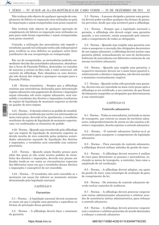 Documento descarregado pelo utilizador Adilson (10.73.103.139) em 27-02-2012 11:04:15.
                                                                     © Todos os direitos reservados. A cópia ou distribuição não autorizada é proibida.



                  I SÉRIE — NO 42 SUP. «B. O.» DA REPÚBLICA DE CABO VERDE — 29 DE DEZEMBRO DE 2011                                                         43

                    Não tenham sido objecto de qualquer operação de com-                 5.3 - Norma. - A pessoa obrigada a prestar uma garan-
                  plemento de fabrico ou reparação nem utilizadas no país             tia deverá poder escolher qualquer das formas de garan-
                  de importação e sejam reexportadas num prazo razoável;              tia previstas, desde que seja aceitável para a alfândega.

                    Não tenham sido objecto de qualquer operação de                     5.4 - Norma. - Sempre que a legislação nacional o
                  complemento de fabrico ou reparação nem utilizadas no               permita, a alfândega não deverá exigir uma garantia
                  país para onde foram exportadas e sejam reimportadas                quando, a seu contento, esteja assegurado pelo interes-
                  num prazo razoável.                                                 sado o cumprimento de todas as obrigações.

                    Contudo, a utilização das mercadorias não impede o                  5.5 - Norma. - Quando seja exigida uma garantia com
                  reembolso quando tal utilização tenha sido indispensável            vista a assegurar a execução das obrigações decorrentes
                  para veriﬁcar os seus defeitos ou qualquer outro facto              de um regime aduaneiro, a alfândega deverá aceitar uma
                  justiﬁcativo da sua reexportação ou reimportação.                   garantia global, nomeadamente no caso de declarantes
                                                                                      habituais de mercadorias em diferentes estâncias de um
                    Em vez de reexportadas, as mercadorias poderão ser,               mesmo território aduaneiro.
                  mediante decisão das autoridades aduaneiras, abandona-
                  das a favor da Fazenda Pública, destruídas ou tratadas                5.6 - Norma. - Quando seja exigida uma garantia, o
                  de maneira a retirar-se-lhes todo o valor comercial, sob            respectivo montante deverá ser o mais baixo possível e,
                  controlo da alfândega. Este abandono ou esta destrui-               relativamente a direitos e imposições, não deverá exceder
                  ção não devem dar origem a quaisquer encargos para a                o montante eventualmente exigível.
                  Fazenda Pública.
                                                                                         5.7 - Norma. - Quando tenha sido prestada uma garan-
                    4.20 - Norma transitória. - Sempre que a alfândega
                                                                                      tia, deverá esta ser cancelada no mais curto prazo após a
                  autorize que mercadorias declaradas para determinado
                                                                                      alfândega se ter certiﬁcado, a seu contento, de que foram
                  regime aduaneiro com pagamento de direitos e imposições
                                                                                      devidamente cumpridas as obrigações que determinaram
                  sejam colocadas sob outro regime aduaneiro, será con-
                                                                                      a sua constituição.
                  cedido o reembolso dos direitos e imposições resultantes
                  de registo de liquidação de montante superior ao devido
                                                                                                                       CAPÍTULO VI
                  no quadro do novo regime.
1 446000 002089




                                                                                                                 Controlo aduaneiro
                    4.21 - Norma. - A decisão relativa ao pedido de reembol-
                  so será tomada e notiﬁcada por escrito aos interessados no            6.1 - Norma. - Todas as mercadorias, incluindo os meios
                  mais curto prazo, devendo sê-lo, igualmente, o reembolso
                                                                                      de transporte, que entrem ou saiam do território adua-
                  resultante do registo de liquidação de montante superior,
                                                                                      neiro, independentemente de serem ou não sujeitas a di-
                  uma vez conﬁrmados os elementos do pedido.
                                                                                      reitos e imposições, ﬁcarão sujeitas a controlo aduaneiro.
                    4.22 - Norma. - Quando seja reconhecido pela alfândega
                                                                                        6.2 - Norma. - O controlo aduaneiro limitar-se-á ao
                  que um registo de liquidação de montante superior ao
                                                                                      necessário para assegurar o cumprimento da legislação
                  devido resulta de erro cometido pelas próprias autori-
                                                                                      aduaneira.
                  dades aduaneiras aquando da liquidação dos direitos
                  e imposições, o reembolso será concedido com carácter
                                                                                        6.3 - Norma. - Para execução do controlo aduaneiro,
                  prioritário.
                                                                                      a alfândega deverá utilizar métodos de gestão do risco.
                     4.23 - Norma. - Quando sejam ﬁxados prazos para
                                                                                        6.4 - Norma. - A alfândega deverá recorrer à análise
                  além dos quais já não serão aceites pedidos de reem-
                                                                                      de risco para determinar as pessoas e mercadorias, in-
                  bolso dos direitos e imposições, deverão tais prazos ser
                  ﬁxados tendo-se em conta as circunstâncias especiais                cluindo os meios de transporte, a controlar, bem como a
                  dos diferentes casos em que o reembolso desses direitos             amplitude de tal veriﬁcação.
                  e imposições é susceptível de ser concedido.
                                                                                        6.5 - Norma. - A alfândega deverá adoptar, em apoio
                    4.24 - Norma. - O reembolso não será concedido se o               da gestão de risco, uma estratégia de avaliação do grau
                  montante em causa for inferior ao montante mínimo                   de cumprimento da lei.
                  determinado pela legislação nacional.
                                                                                        6.6 - Norma. - Os sistemas de controlo aduaneiro de-
                                       CAPÍTULO V                                     verão incluir controlos de auditoria.

                                         Garantias                                       6.7 - Norma. - A alfândega deverá procurar cooperar
                                                                                      com outras administrações aduaneiras e celebrar acor-
                    5.1 - Norma. - A legislação nacional deverá enumerar              dos de assistência mútua administrativa, para reforçar
                  os casos em que é exigida uma garantia e especiﬁcar as              o controlo aduaneiro.
                  formas de prestação dessa garantia.
                                                                                        6.8 - Norma. - A alfândega deverá procurar cooperar
                    5.2 - Norma. - A alfândega deverá ﬁxar o montante                 com o comércio e celebrar protocolos de acordo destinados
                  da garantia.                                                        a reforçar o controlo aduaneiro.

                                  https://kiosk.incv.cv                                             AB918217-65B5-4C82-9115-83494F79CC8C
 