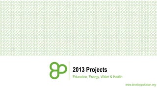 2013 Projects
Education, Energy, Water & Health
www.developpakistan.org

 