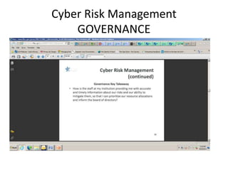 Cyber Risk Management 
GOVERNANCE 
 
