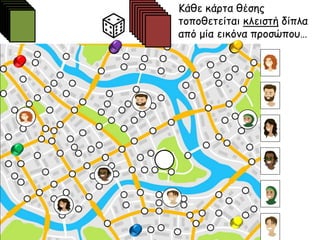Κάθε κάρτα θέσης
τοποθετείται κλειστή δίπλα
από μία εικόνα προσώπου…
 