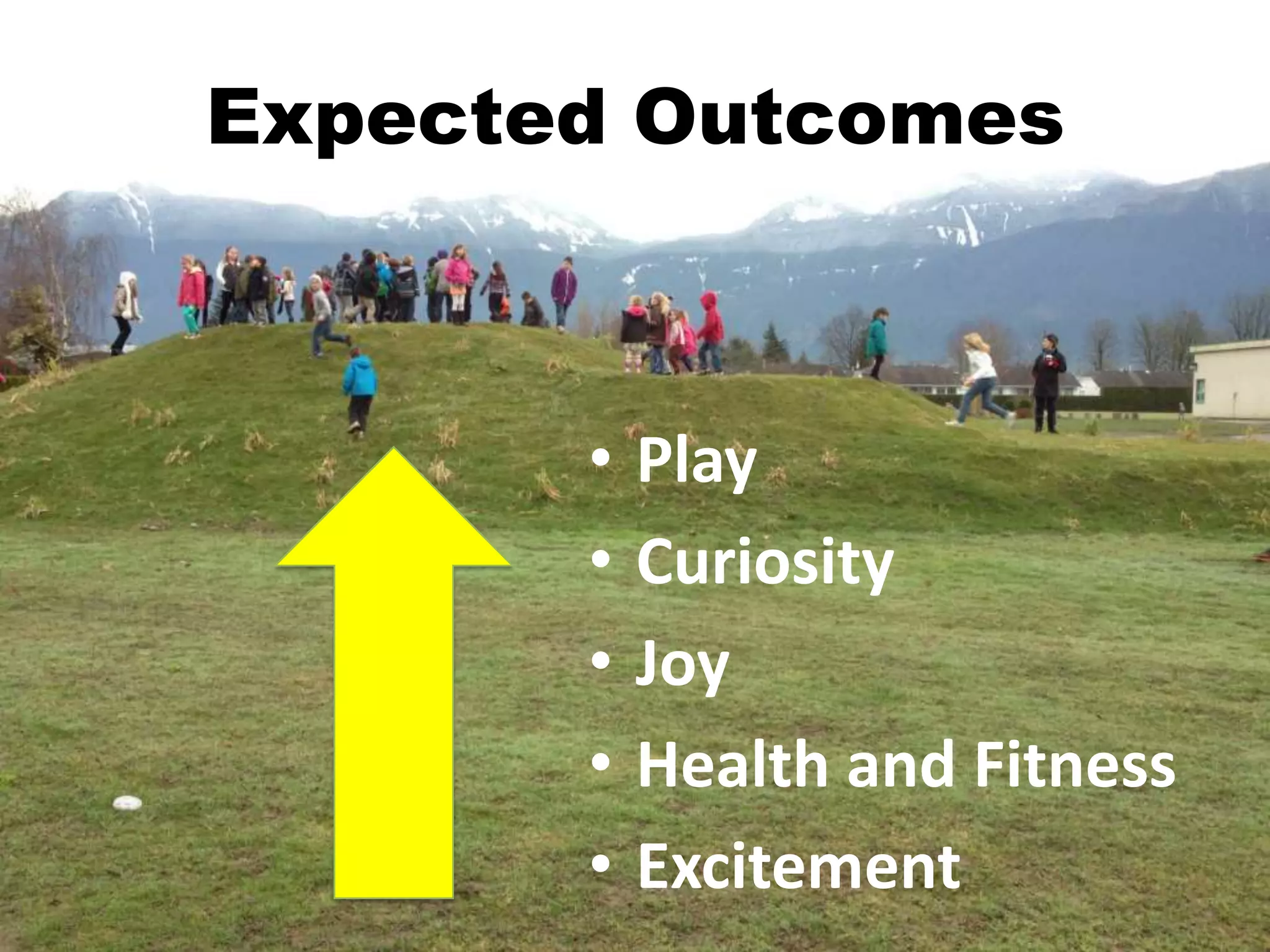 Expected Outcomes
• Play
• Curiosity
• Joy
• Health and Fitness
• Excitement