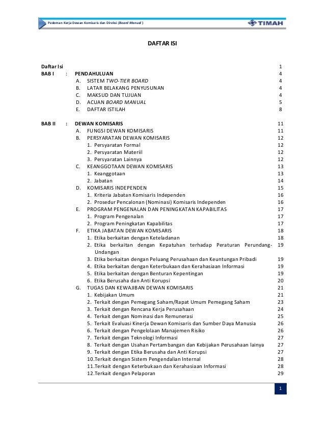 Board Manual Pt Timah Tbk