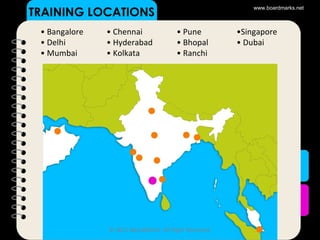 TRAINING LOCATIONS www.boardmarks.net © 2011 BoardMarks. All Right Reserved. •  Bangalore  • Chennai  • Pune  •Singapore •  Delhi  • Hyderabad  • Bhopal  • Dubai •  Mumbai  • Kolkata  • Ranchi 