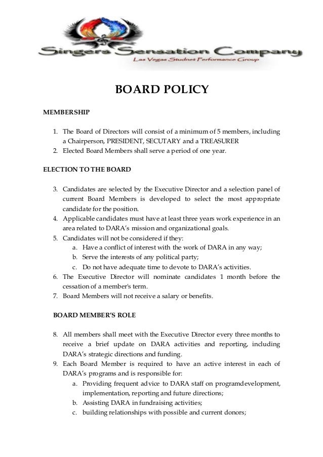 Board policy ssc 2012