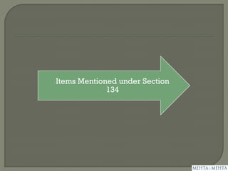 Items Mentioned under Section
134
 