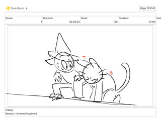 Scene
1
Duration
02 20 22
Panel
130
Duration
01 00
Dialo
Dialog
Beacon: (strained laughter)
e Page 131/142
 
