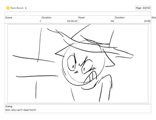 Scene
1
Duration
02 20 22
Panel
44
Duration
01 00
Dialo
Dialog
Noir: why can't i beat him?!!
e Page 44/142
 