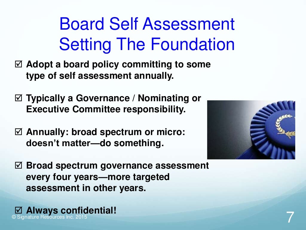 Board self assessment approaches