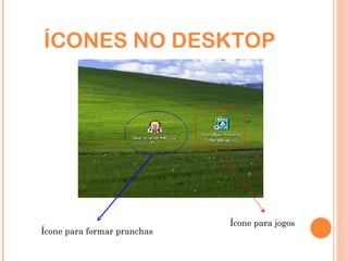 ÍCONES NO DESKTOP Ícone para jogos  Ícone para formar pranchas 