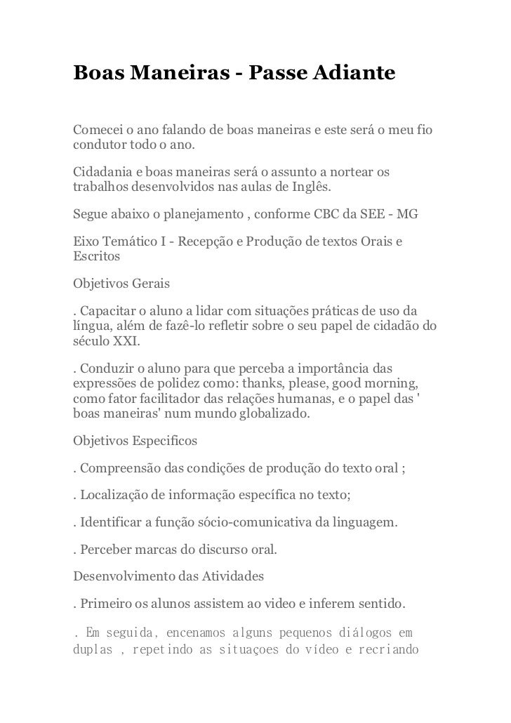 Curso de boas maneiras