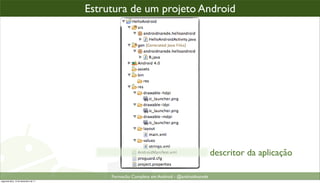 todo projeto Android,projeto Android o assim...
                                    Estrutura de um é organizad




                                                                                         descritor da aplicação

                                         Formacão Completa em Android - @androidnarede
segunda-feira, 12 de dezembro de 11
 