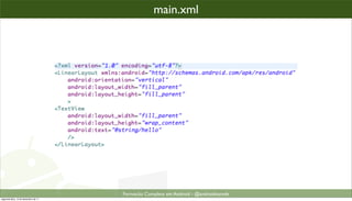 Analisando cada arquivo: main.xml
                                                 main.xml




                                            Formacão Completa em Android - @androidnarede
segunda-feira, 12 de dezembro de 11
 