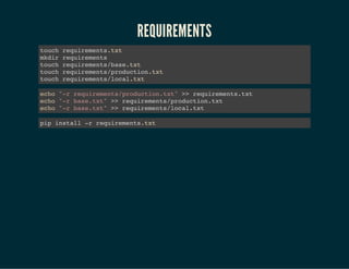manage.py & wsgi.py
os.environ.setdefault(
"DJANGO_SETTINGS_MODULE",
"my_project.settings.local"
)
 