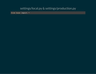 Nem sempre tudo pode ficar explicito,
pelo menos grite quando houver algo
errado
def get_env_variable(var_name):
try:
return os.environ.get(var_name)
except:
error_msg = "Defina a variável de ambiente %s" 
% var_name
raise ImproperlyConfigured(error_msg)
VARIAVEL = get_env_variable('VARIAVEL')
settings/production.py
 