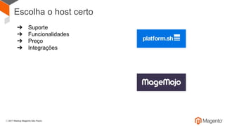 Escolha o host certo
➔ Suporte
➔ Funcionalidades
➔ Preço
➔ Integrações
 