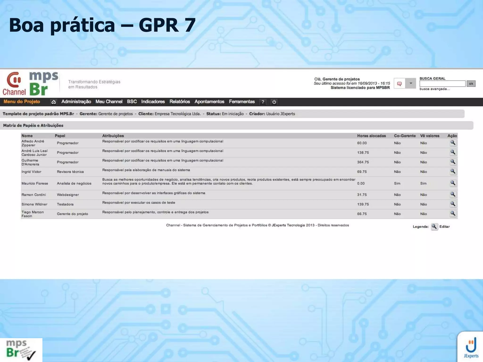 Boa prática – GPR 7

 