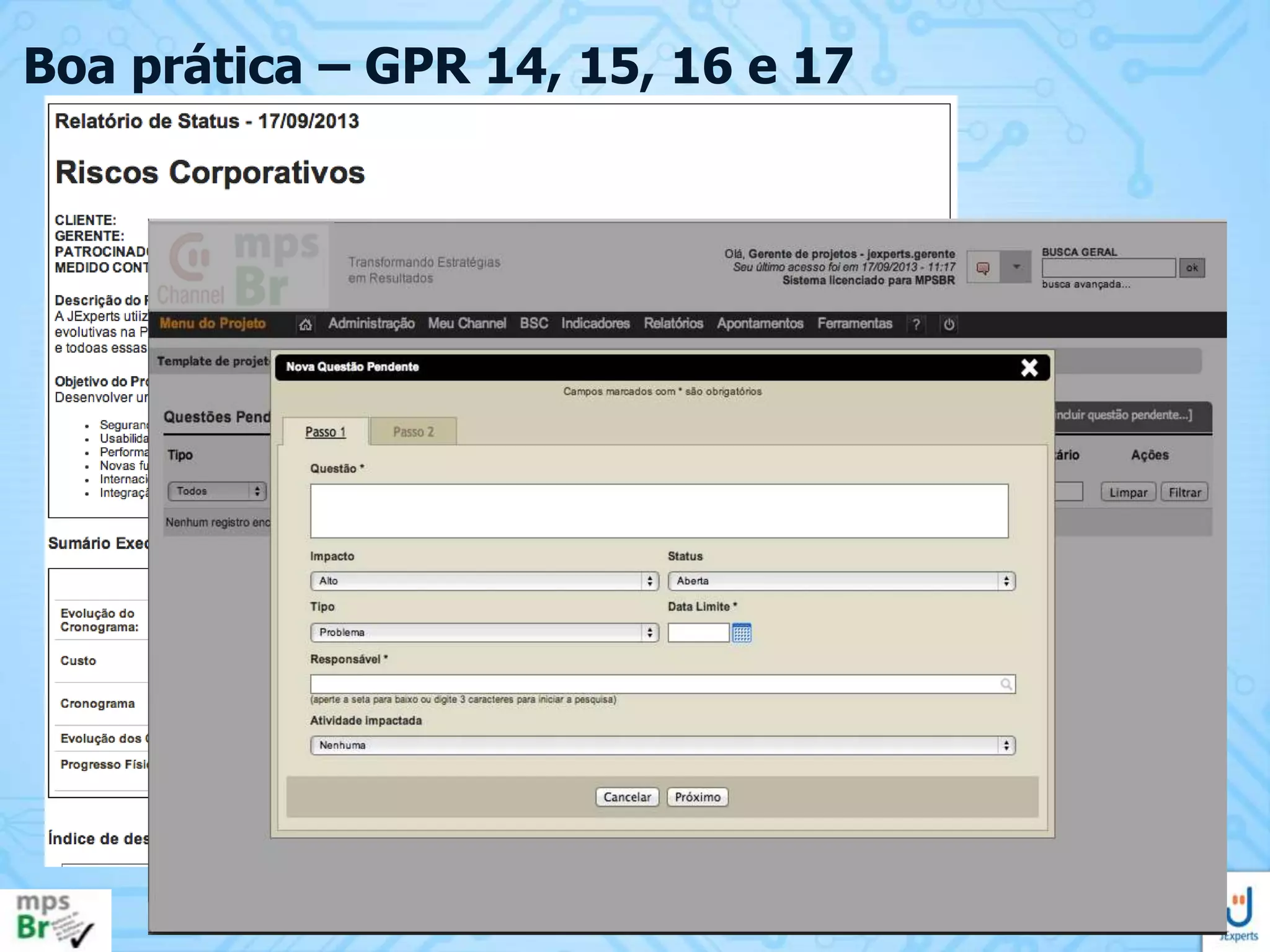 Boa prática – GPR 14, 15, 16 e 17

 