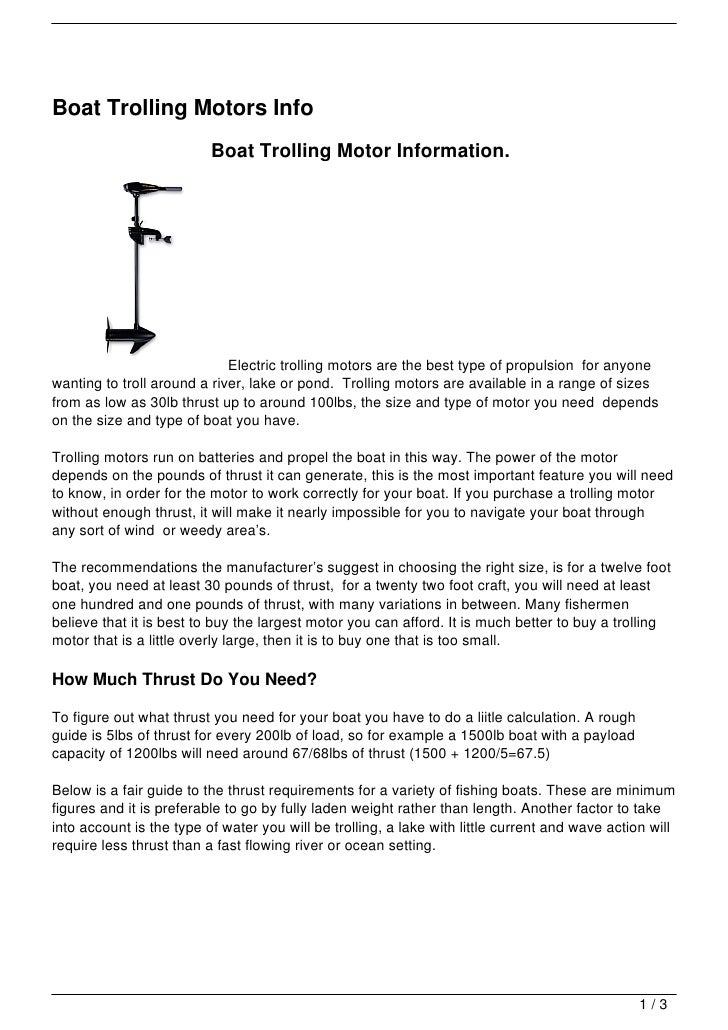 Boat Trolling Motors Info