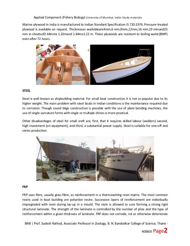 Boat building material: Fisheries Science
