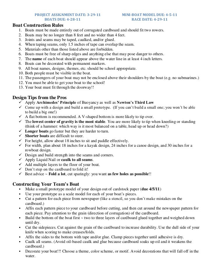 Cardboard Boat Project Overview