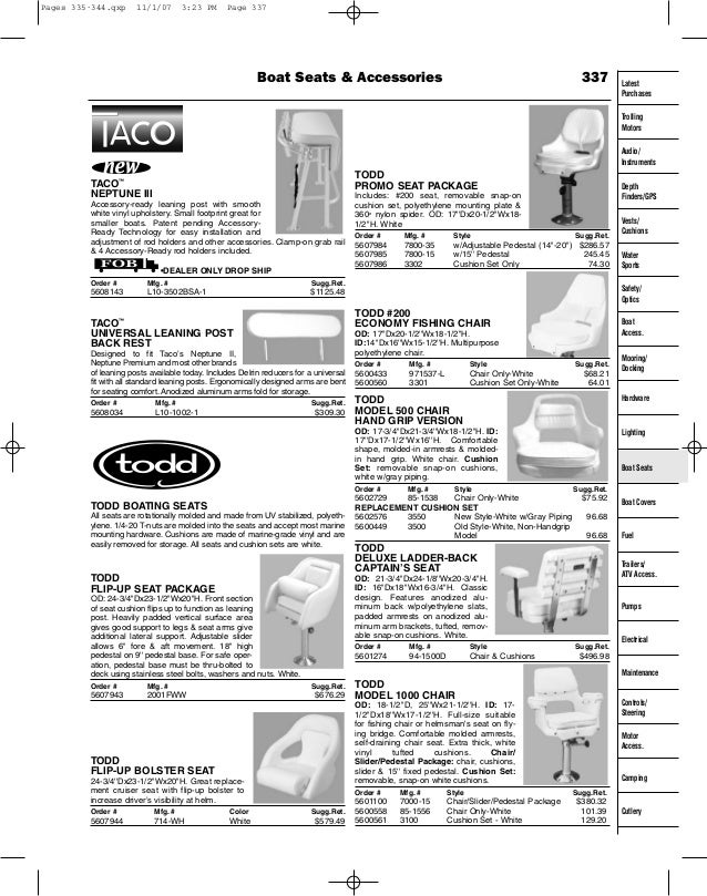 Boat seats catalog