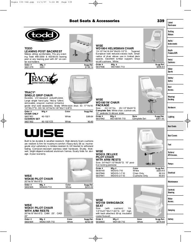 Boat seats catalog