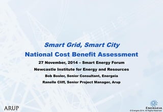 Page 1
Smart Grid, Smart City
National Cost Benefit Assessment
27 November, 2014 – Smart Energy Forum
Newcastle Institute for Energy and Resources
Bob Bosler, Senior Consultant, Energeia
Ranelle Cliff, Senior Project Manager, Arup
© Energeia 2014. All Rights Reserved
 
