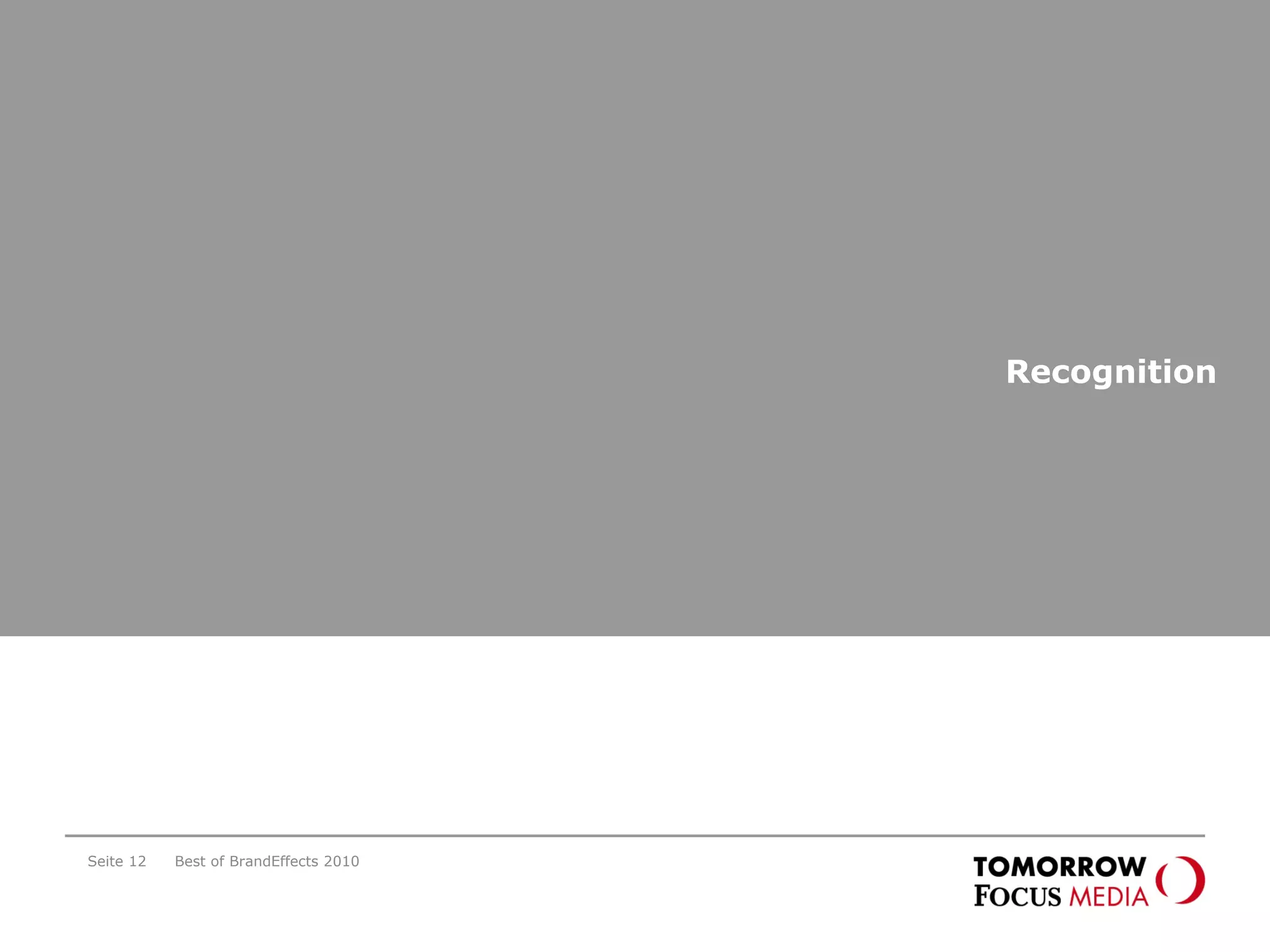 Recognition
Best of BrandEffects 2010Seite 12
 