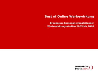 Best of Online Werbewirkung
Ergebnisse kampagnenbegleitender
Werbewirkungsstudien 2005 bis 2010
 