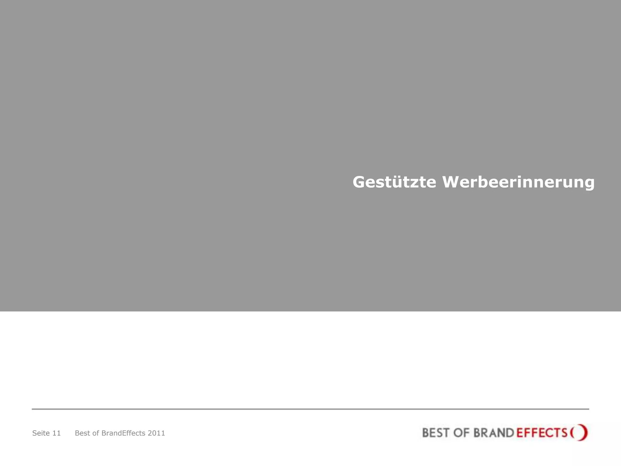 Gestützte Werbeerinnerung




Seite 11   Best of BrandEffects 2011
 