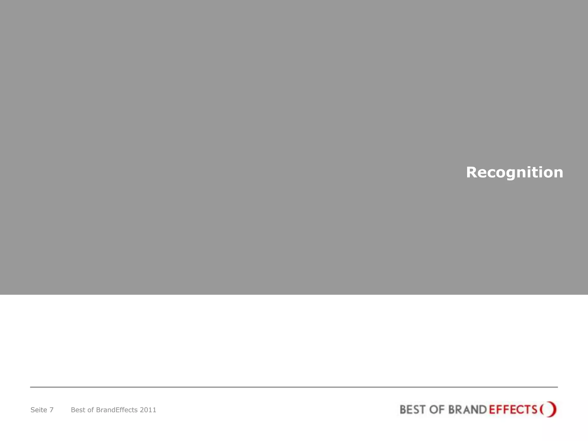 Recognition




Seite 7   Best of BrandEffects 2011
 