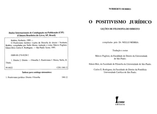 Bobbio, Norberto -   O Positivismo Jurídico, Lições da Filosofia do Direito
