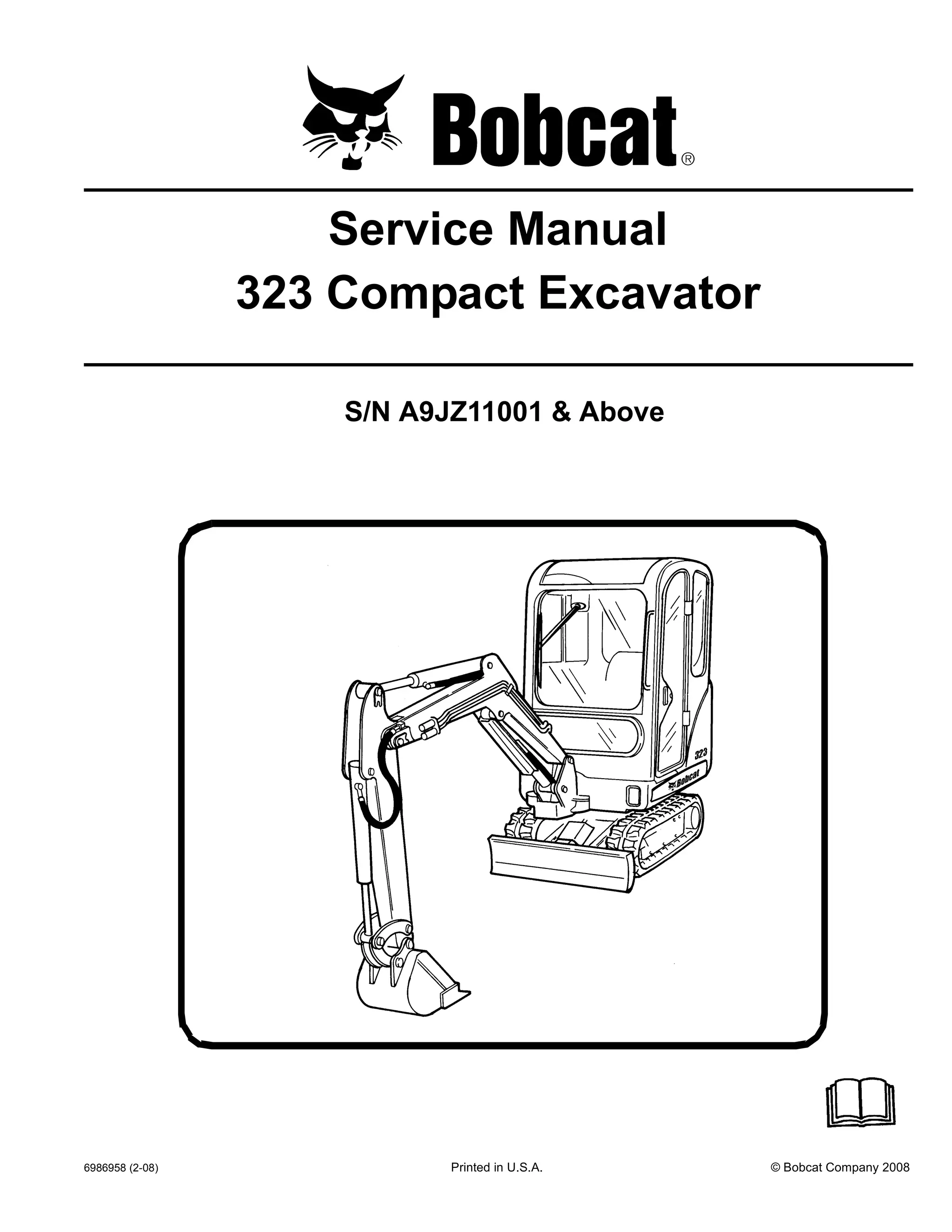 Bobcat 323 compact excavator service repair manual instant