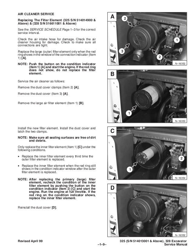 Bobcat 328 compact excavator service repair manual sn 516611001