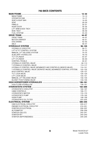 Bobcat 753 skid steer loader parts catalogue manual (sn 511476001 and above )