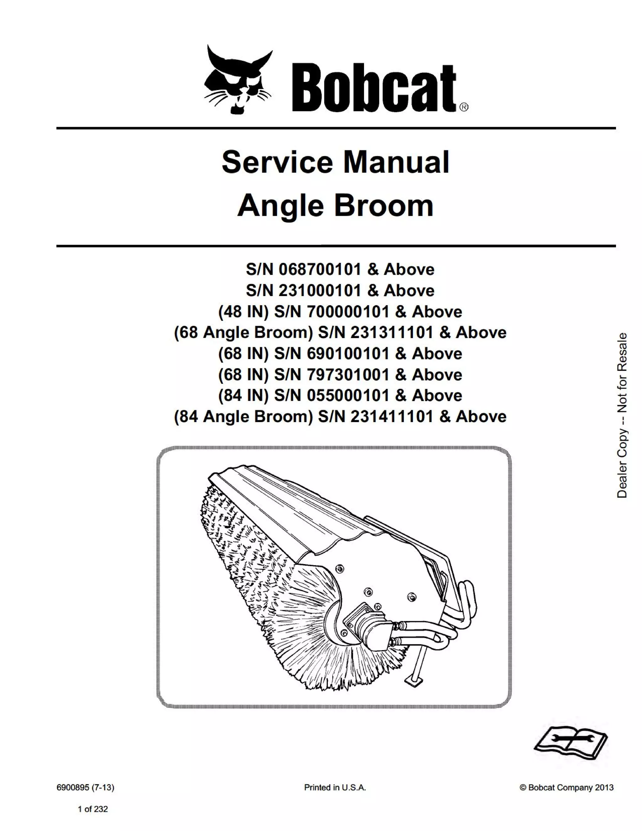 Bobcat 84 Angle Broom Service Repair Manual SN 231411101 And Above.pdf